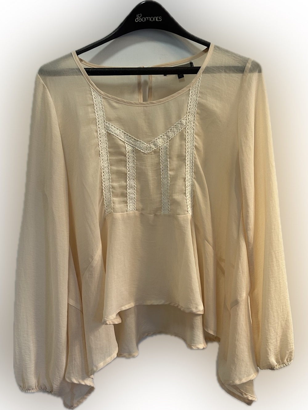 Vintage happening in the present Cream Lace-Trim Peasant Blouse